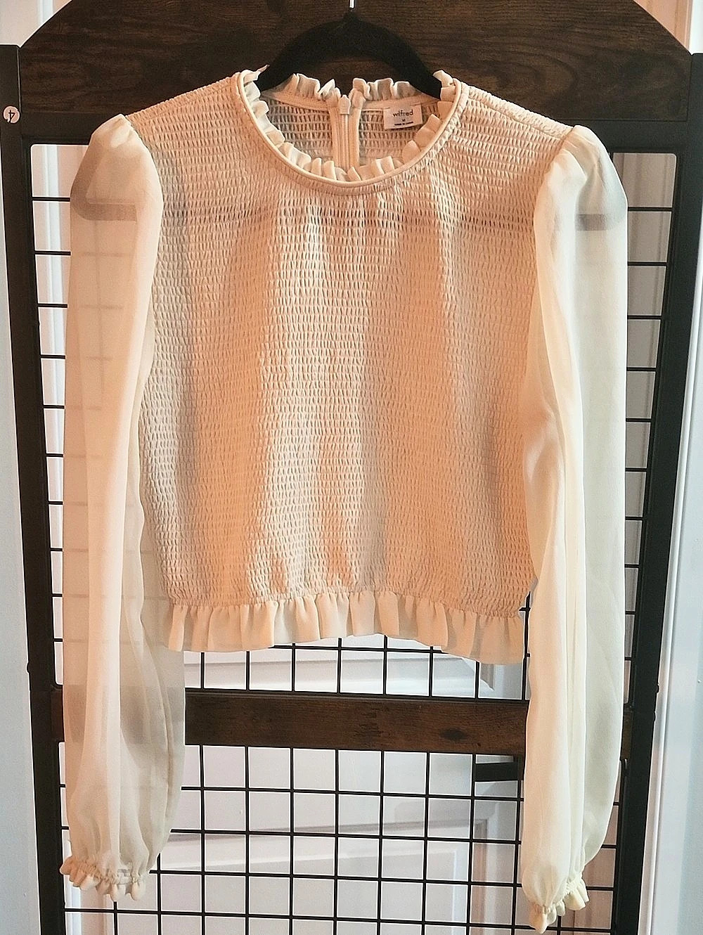 Wilfred Tempest Blouse Smocked Long Sleeve Cream